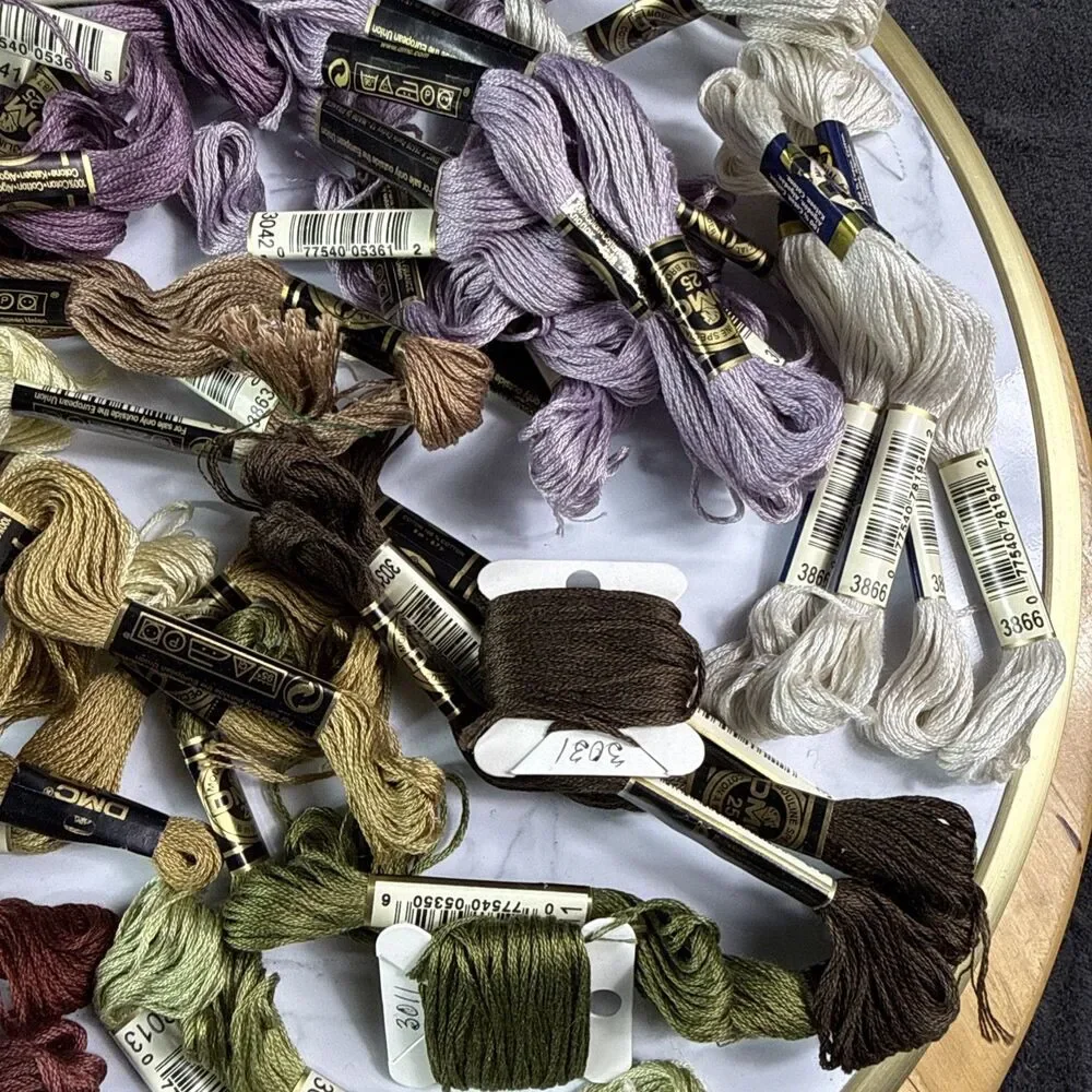 Vintage DMC Embroidery Floss Lot 53 Pcs Assorted Colors Cotton Thread Cross Stit